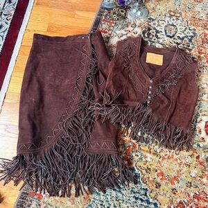 Rare Vintage western suede 2pc set